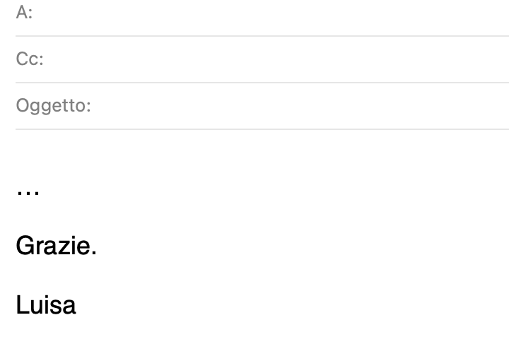 Chiusura e-mail con "grazie"