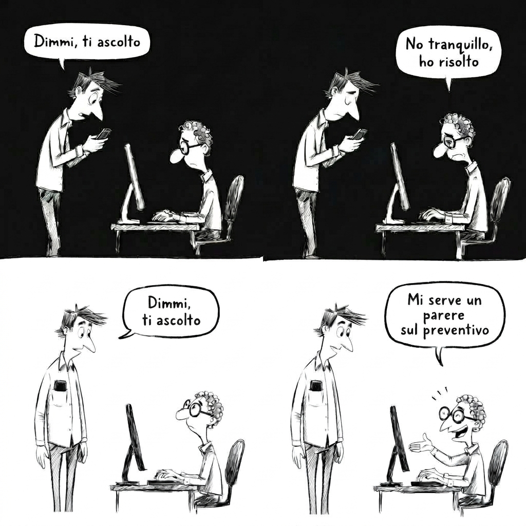 tu comunichi- non detto – ti ascolto Vignetta con esempio di malcomunicazione verso gli altri