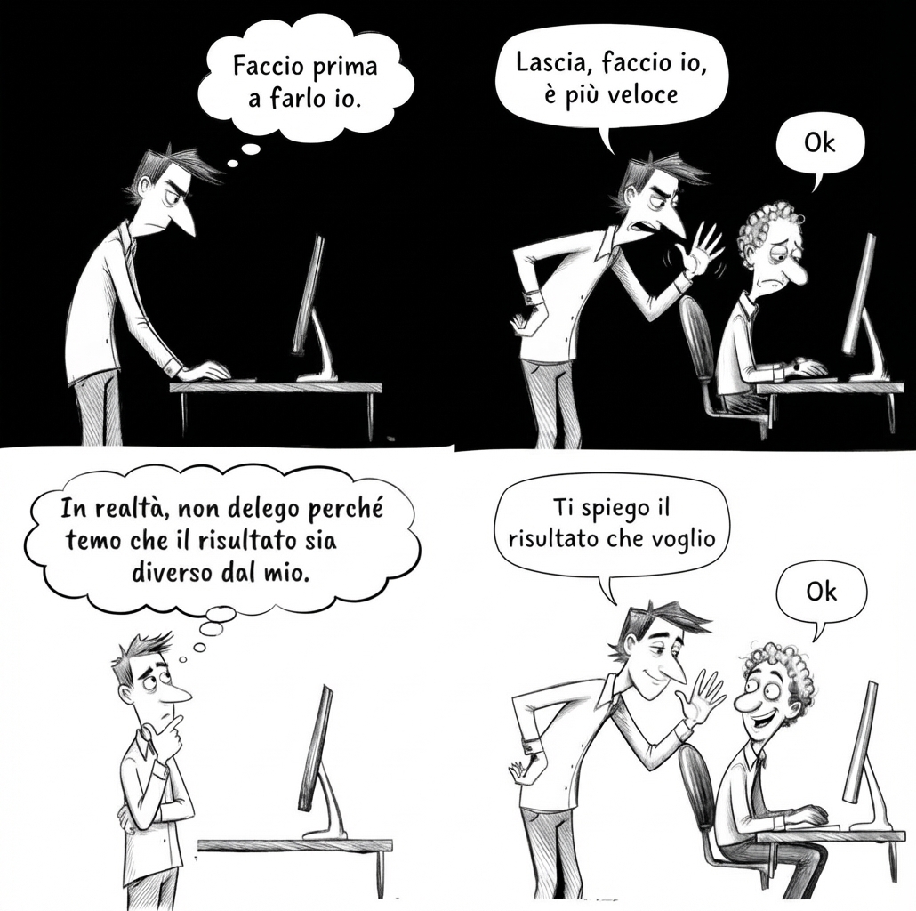 tu con te – non detto – faccio prima Vignetta con esempio di malcomunicazione verso se stessi tramite il non detto